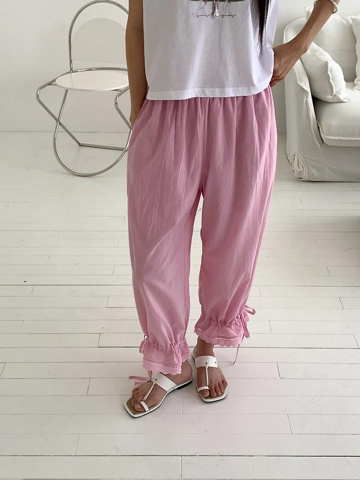 Vive L - Korean Women Fashion - #thelittlethings - Lace Tunnel Pants - 5