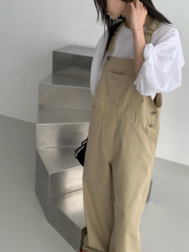 Vive L - Korean Women Fashion - #vintageinspired - Cotton Overall Pants - 10