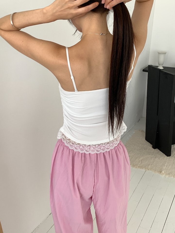 Vive L - Korean Women Fashion - #womensfashion - Lace Shirring Cap Sleeveless Top - 10