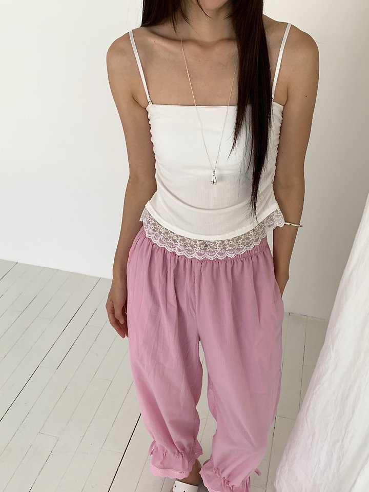 Vive L - Korean Women Fashion - #womensfashion - Lace Shirring Cap Sleeveless Top - 8