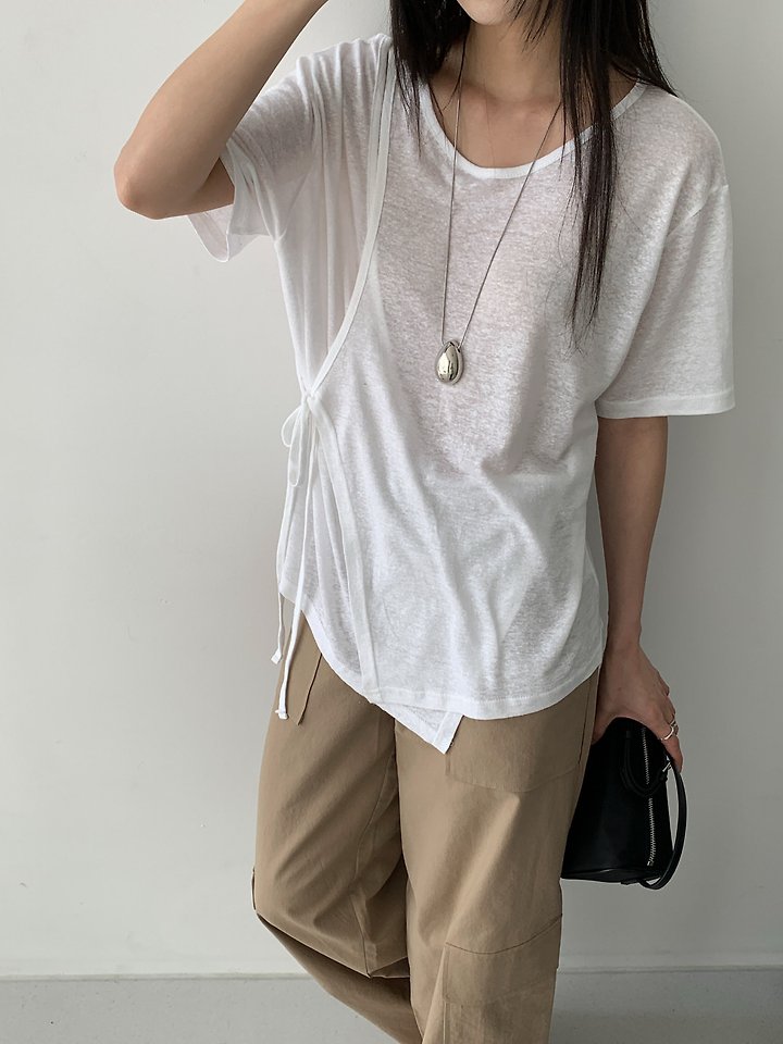 Vive L - Korean Women Fashion - #womensfashion - Yogurt Wrap Tee - 12