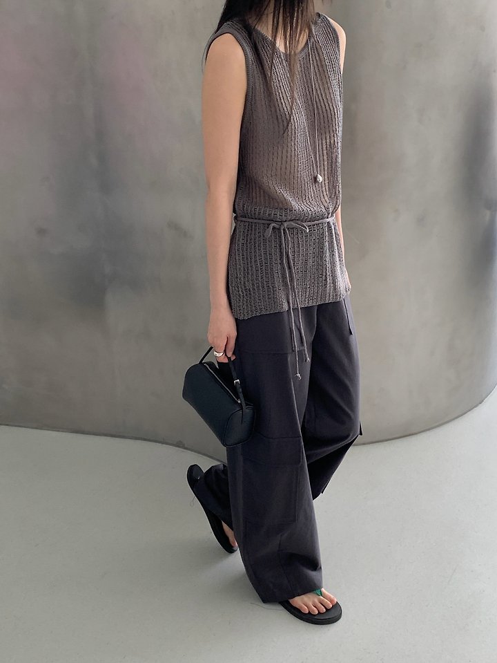 Vive L - Korean Women Fashion - #womensfashion - Mesh Knit Sleeveless Top - 3