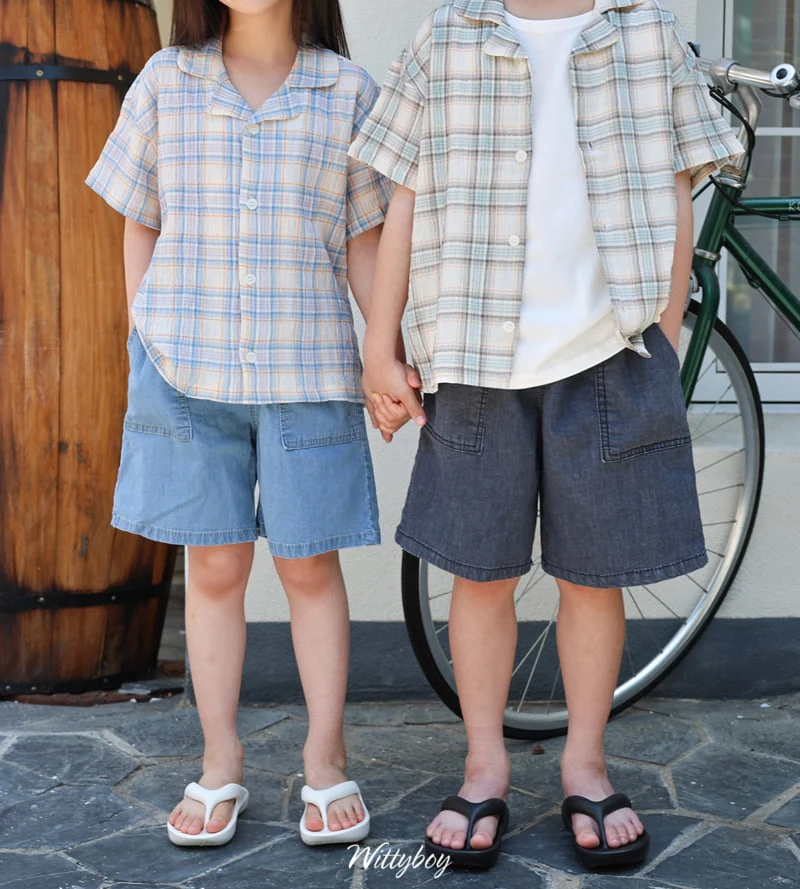 Witty Boy - Korean Children Fashion - #childrensboutique - Sky Seersucker Shirt - 8