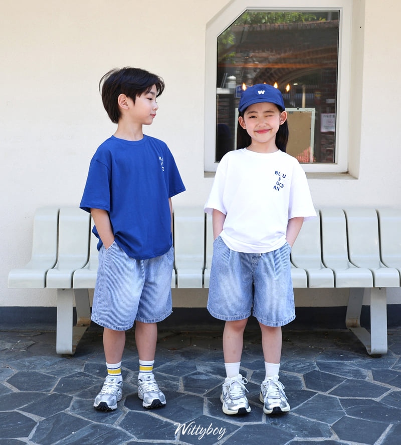 Witty Boy - Korean Children Fashion - #kidsshorts - Blue Ocean Tee - 3