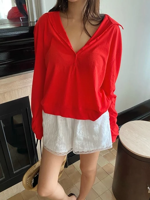 Joanna Button Collar Tee Joanna Button Collar Tee
