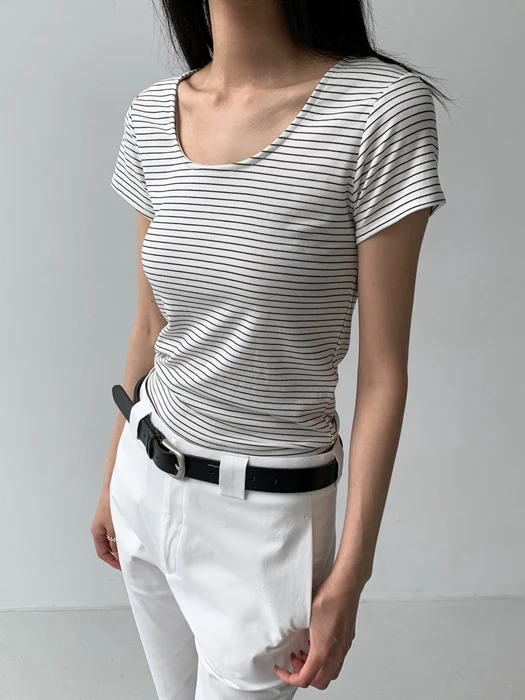 Water Striped U-Neck Tee Water Striped U-Neck Tee