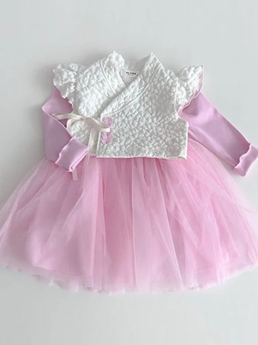 Clover Girls’ Hanbok Frill Vest One-piece Set
