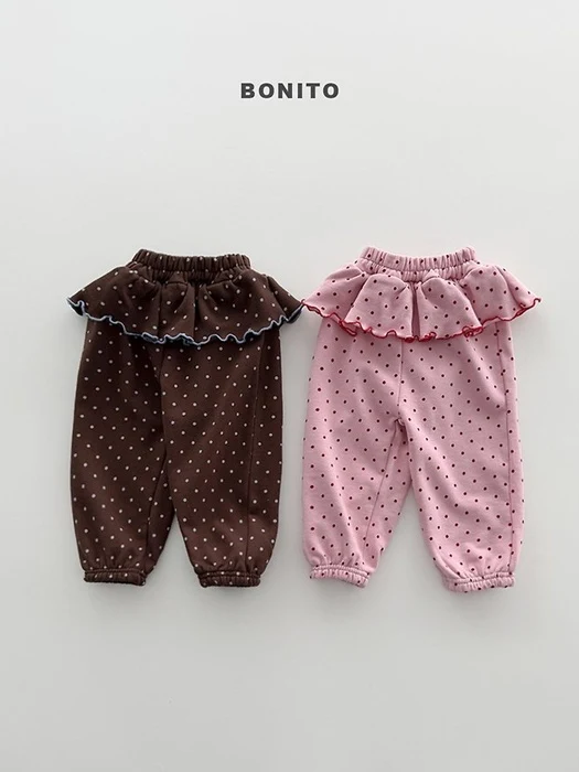 Dot Frill Jogger Pants