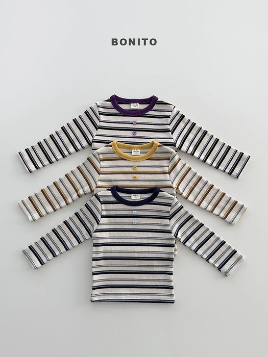 Heart Button Stripe Tee Heart Button Stripe Tee