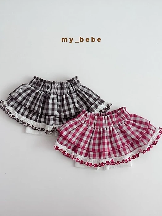 Check Tiered Skirt
