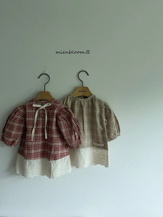 Kids Check Lace One-piece