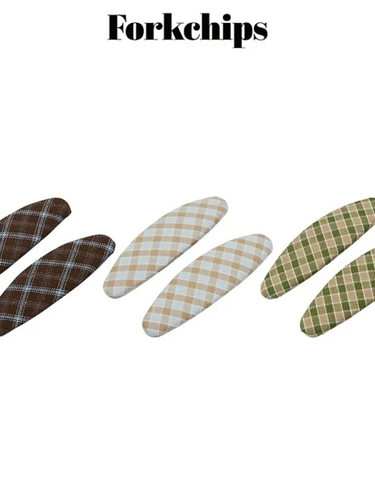 Amber Check Hair Clip Set