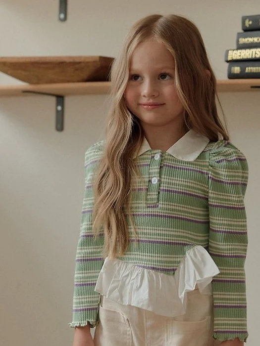 Diagonal Frill Collar Tee