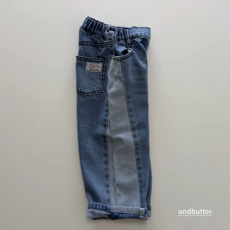 Andbutter - Korean Children Fashion - #childofig - Curved Contrast Denim - 3