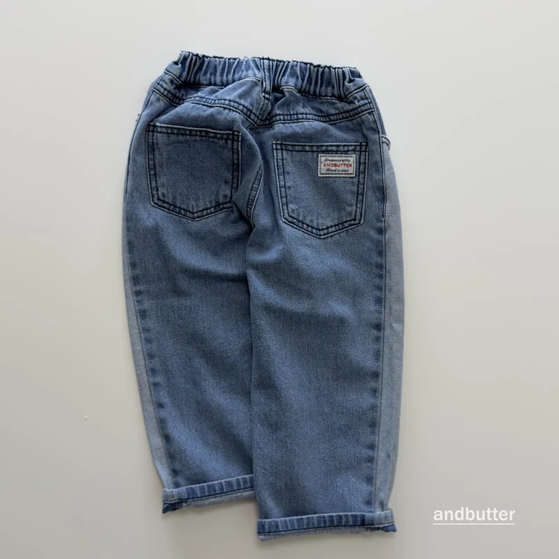 Andbutter - Korean Children Fashion - #childofig - Curved Contrast Denim - 4