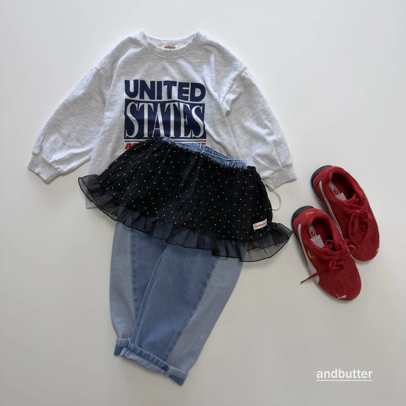 Andbutter - Korean Children Fashion - #fashionkids - Curved Contrast Denim - 7