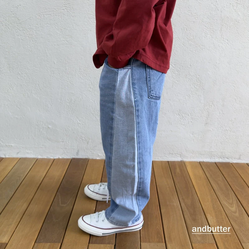 Andbutter - Korean Children Fashion - #kidsshorts - Curved Contrast Denim - 8