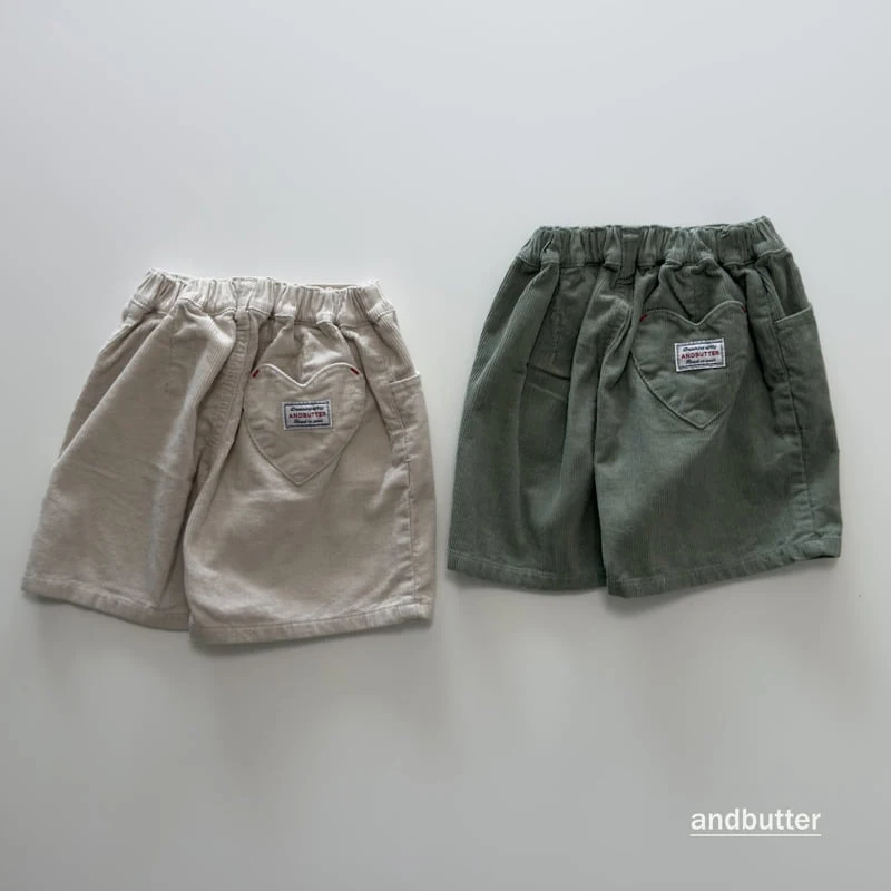 Andbutter - Korean Children Fashion - #kidsshorts - Corduroy Heart Pants