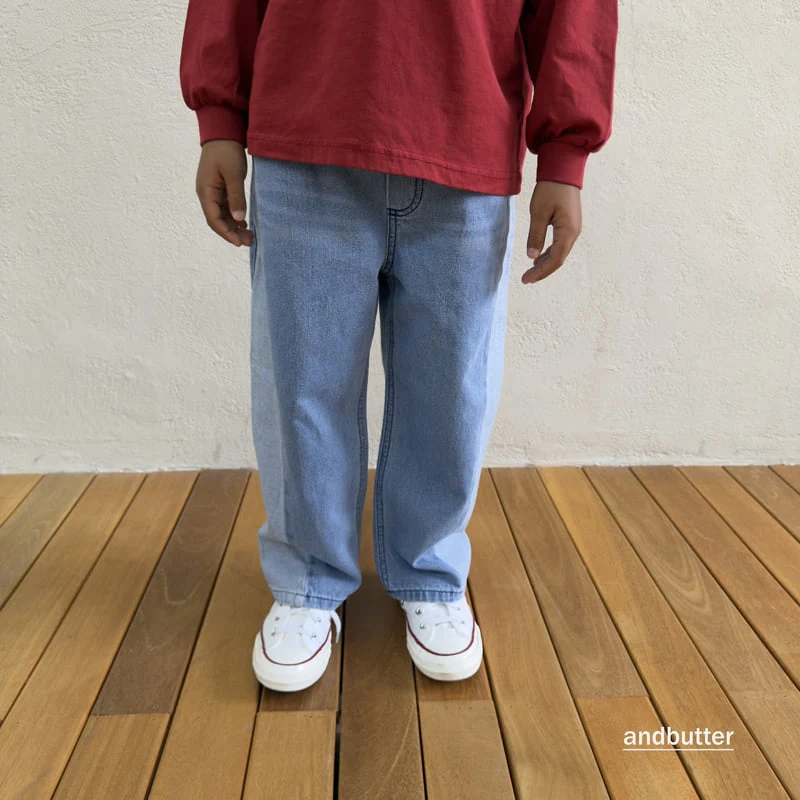 Andbutter - Korean Children Fashion - #kidsstore - Curved Contrast Denim - 9