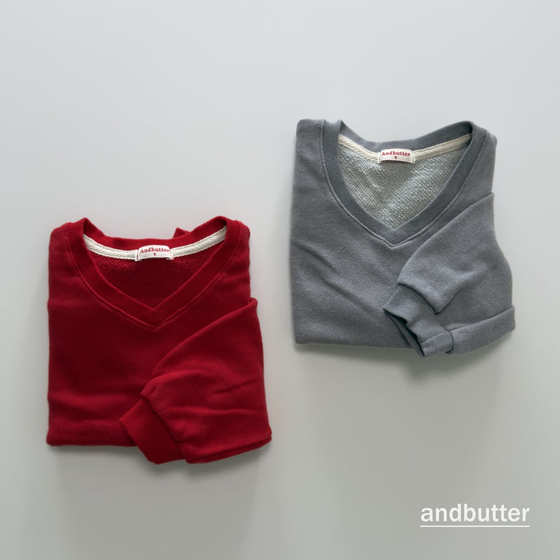 Andbutter - Korean Children Fashion - #minifashionista - Soft V-Neck Sweatshirt - 5