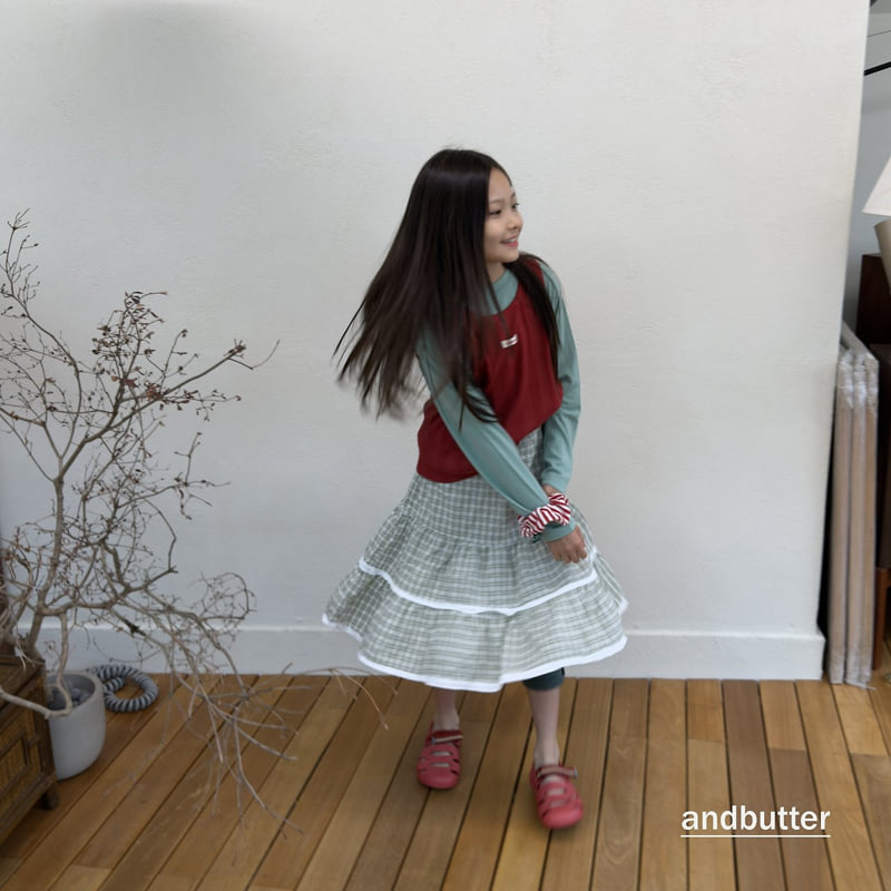 Andbutter - Korean Children Fashion - #prettylittlegirls - Tiered Check Skirt - 10