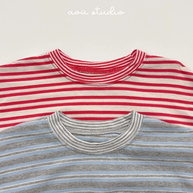 Aou Studio - Korean Baby Fashion - #babyclothing - Double Stripe Tee - 4