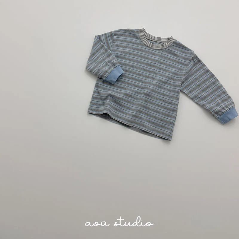 Aou Studio - Korean Baby Fashion - #babyoutfit - Double Stripe Tee - 10