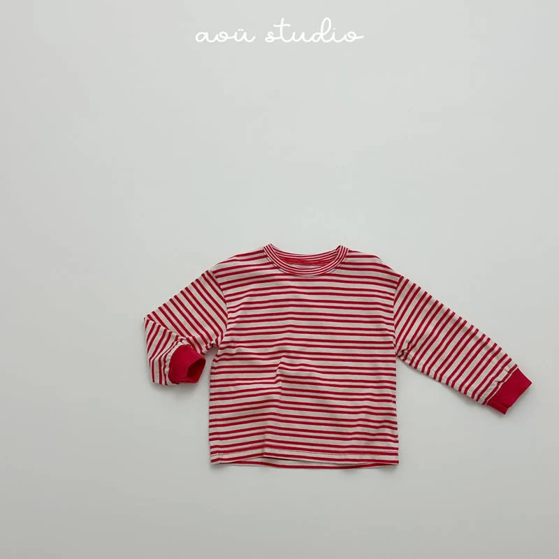 Aou Studio - Korean Baby Fashion - #babyoutfit - Double Stripe Tee - 11