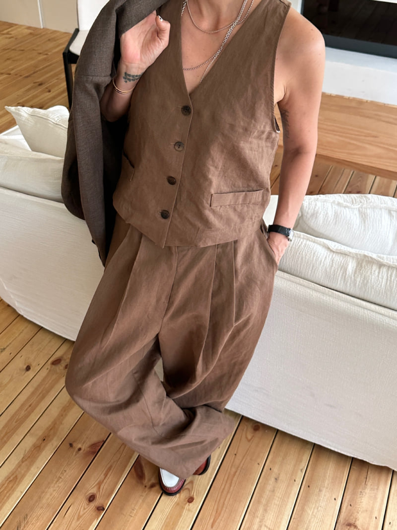 Auver_Fit - Korean Women Fashion - #momslook - Linen Low-Rise Pants - 5