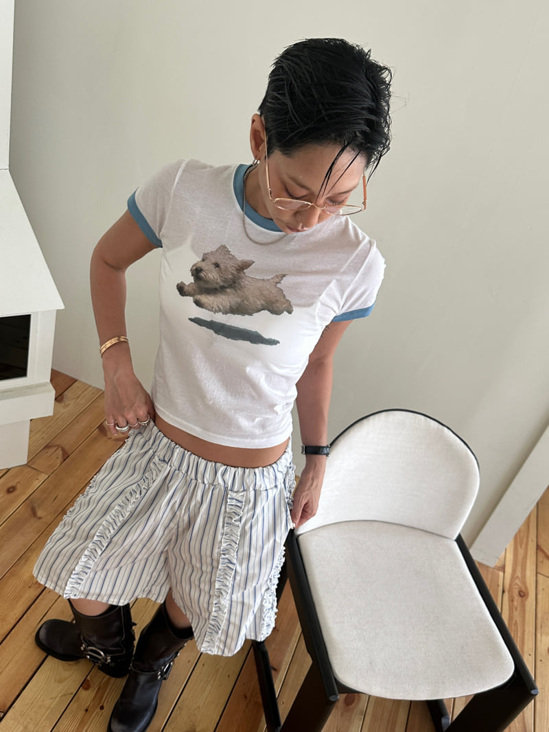 Auver_Fit - Korean Women Fashion - #momslook - Puppy Ringer Tee - 6
