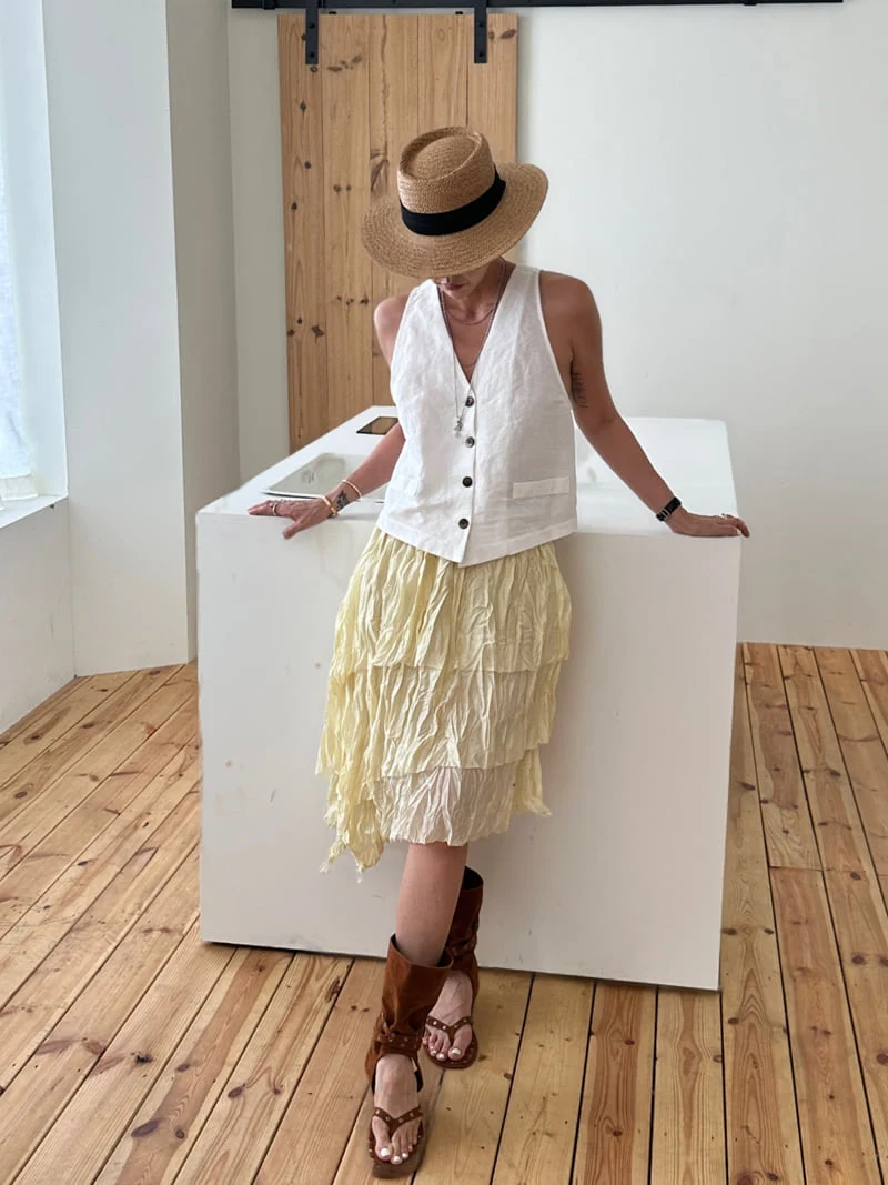 Auver_Fit - Korean Women Fashion - #restrostyle - Linen Mango Vest - 2