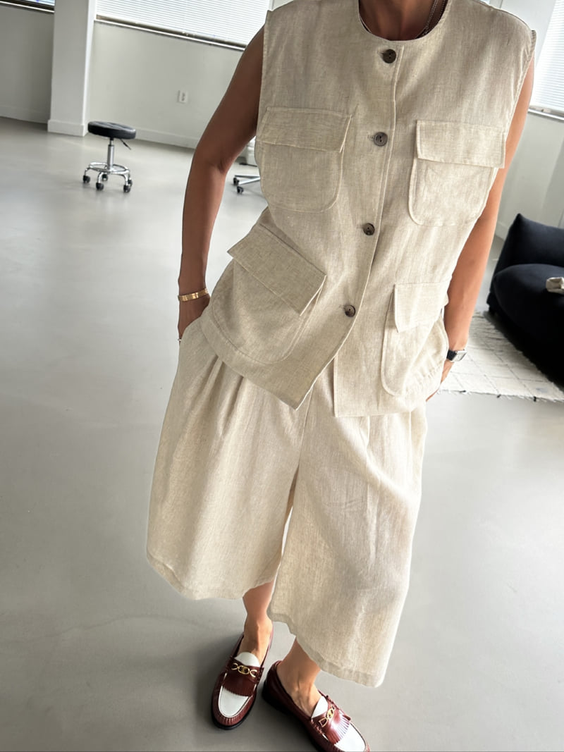 Auver_Fit - Korean Women Fashion - #womensfashion - Linen Work Vest - 9