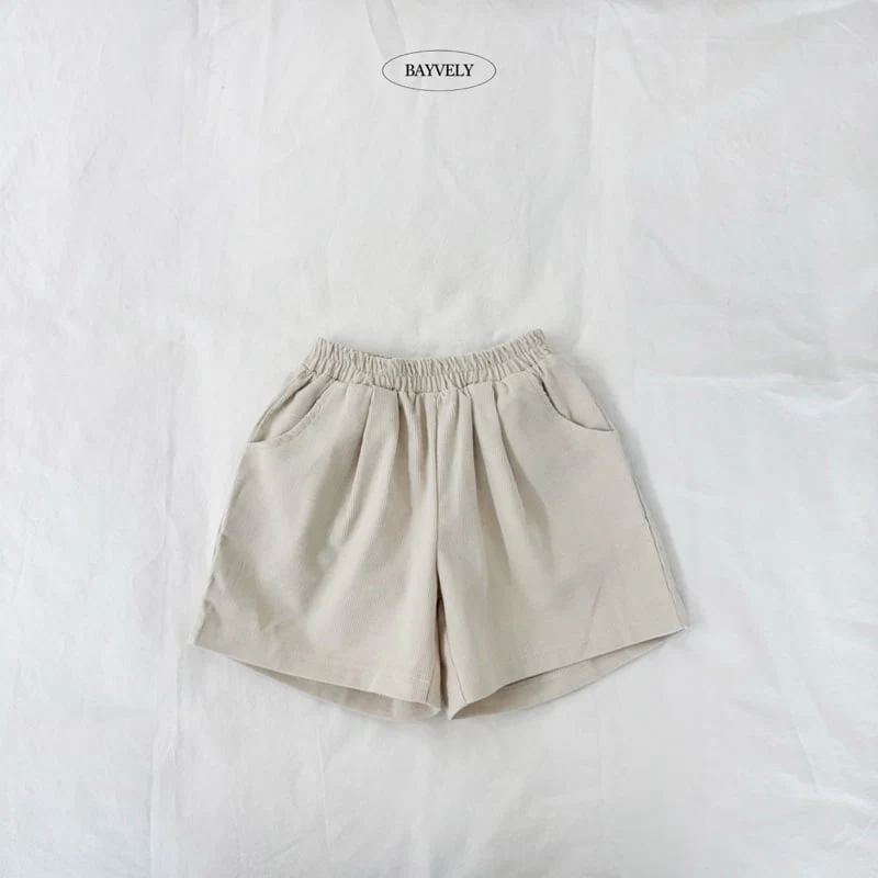 Bayvely - Korean Children Fashion - #kidzfashiontrend - Corduroy Bermuda Pants - 3