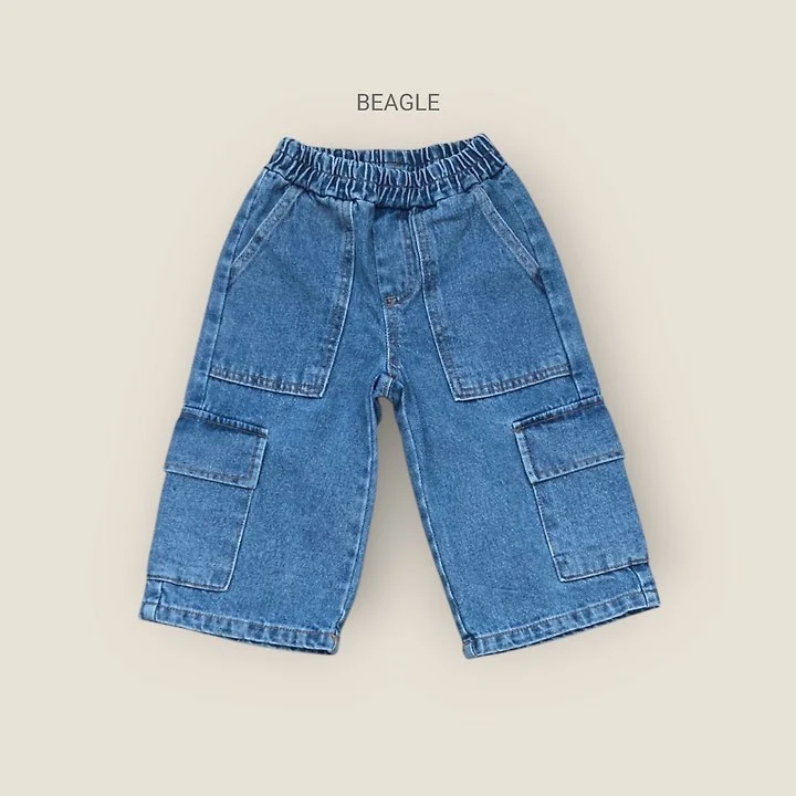 Beagle - Korean Children Fashion - #kidzfashiontrend - Awning Cargo Denim Pants - 4