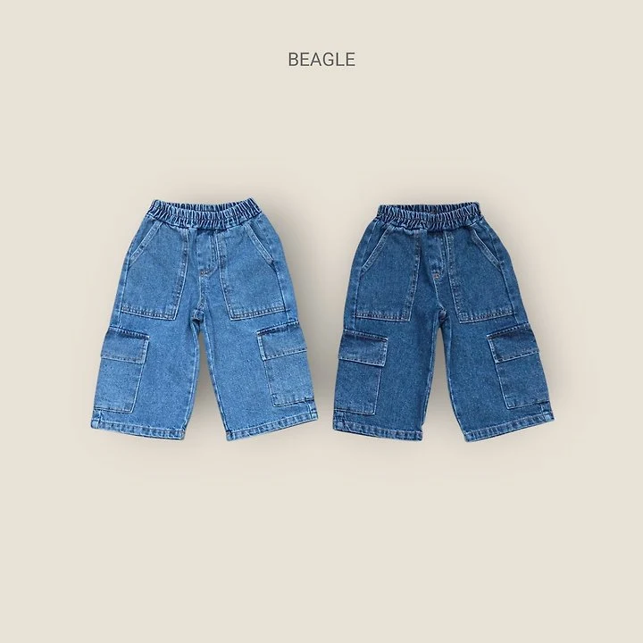 Beagle - Korean Children Fashion - #kidsshorts - Awning Cargo Denim Pants