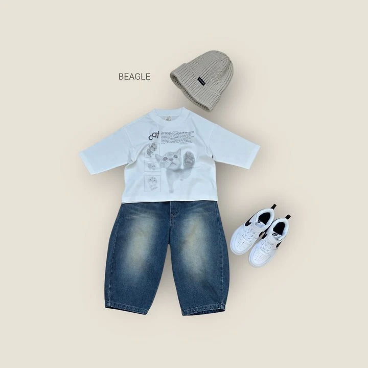 Beagle - Korean Children Fashion - #kidsstore - Curved Blue Jeans - 3