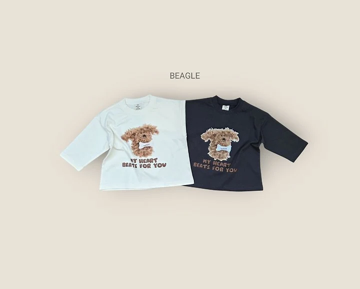 Beagle - Korean Children Fashion - #kidzfashiontrend - Puppy Print Tee