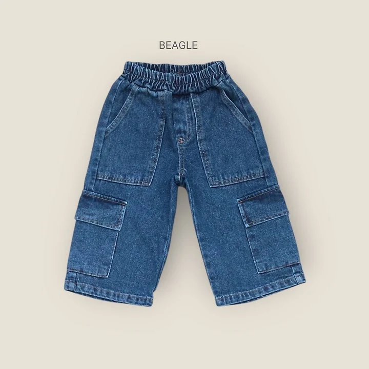 Beagle - Korean Children Fashion - #littlefashionista - Awning Cargo Denim Pants - 5