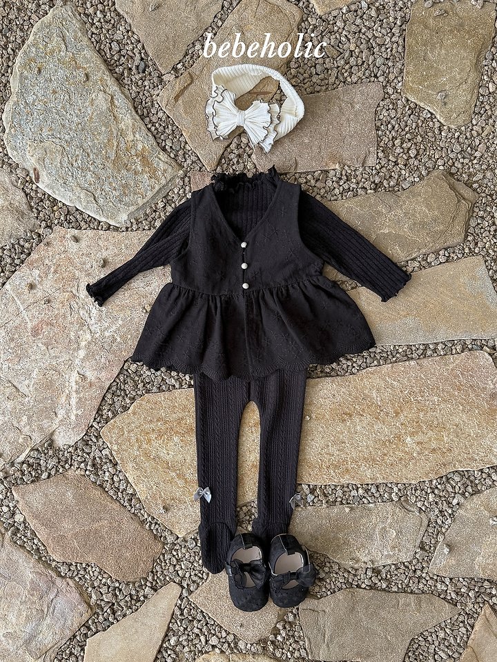 Bebe Holic - Korean Baby Fashion - #babyfashion - Tone Tone Ribbon Footed Leggings - 3