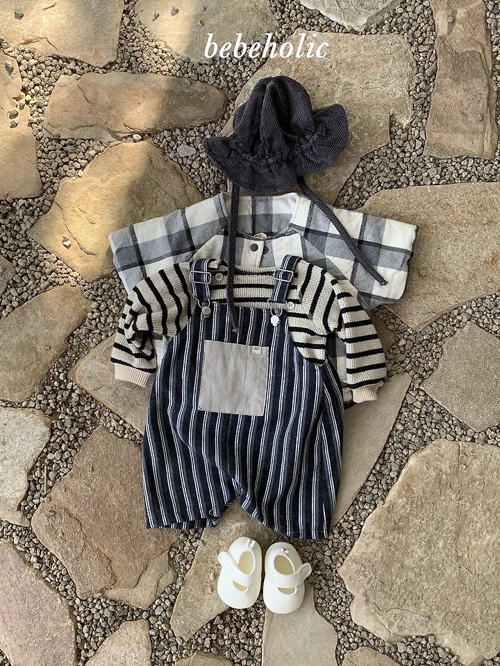 Bebe Holic - Korean Baby Fashion - #babylifestyle - More Stripe Suspender Suit - 3