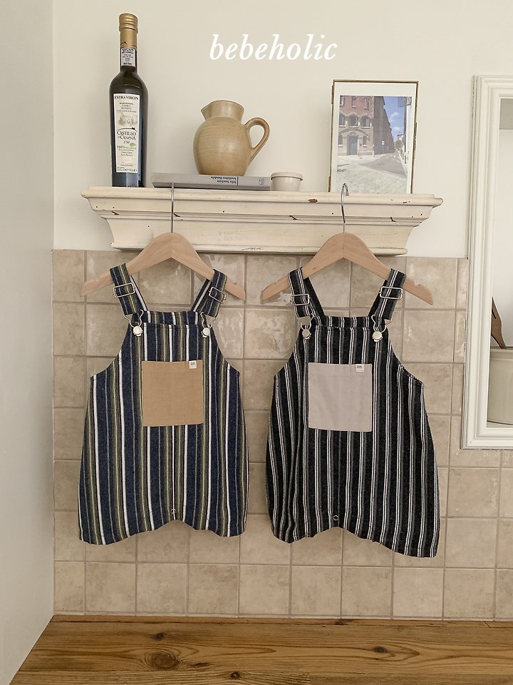 Bebe Holic - Korean Baby Fashion - #babyootd - More Stripe Suspender Suit - 5