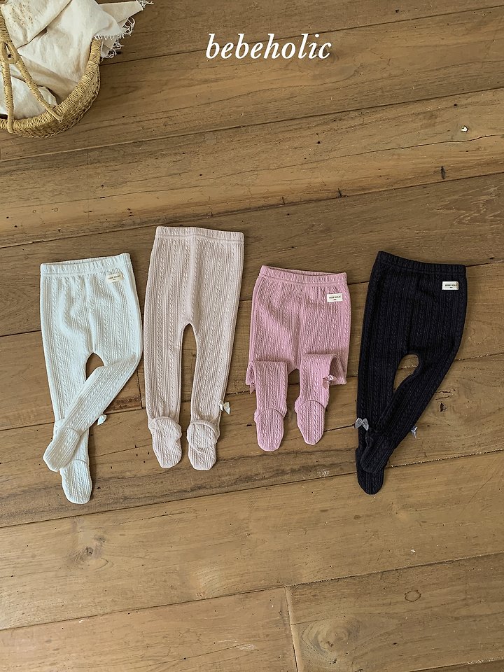 Bebe Holic - Korean Baby Fashion - #babyoutfit - Tone Tone Ribbon Footed Leggings - 10