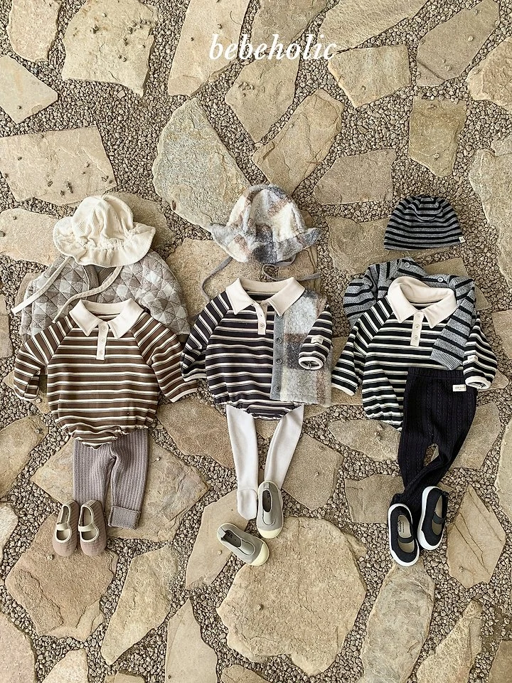 Bebe Holic - Korean Baby Fashion - #babyoutfit - Striped Suit