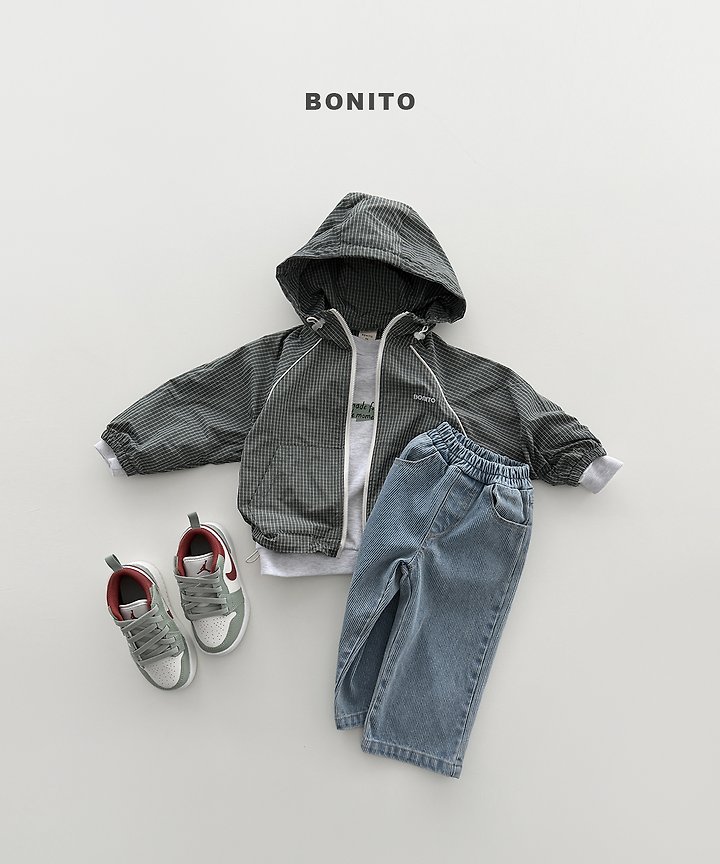 Bonito - Korean Children Fashion - #childofig - Check Stripe Windbreaker - 10