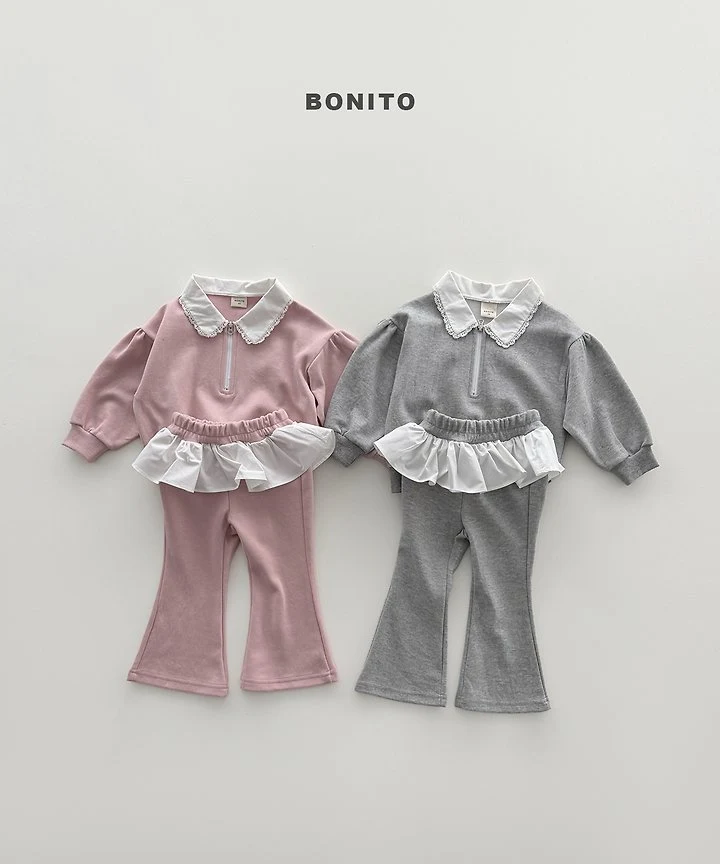 Bonito - Korean Children Fashion - #childofig - Shirring Collar Zip-Up Set