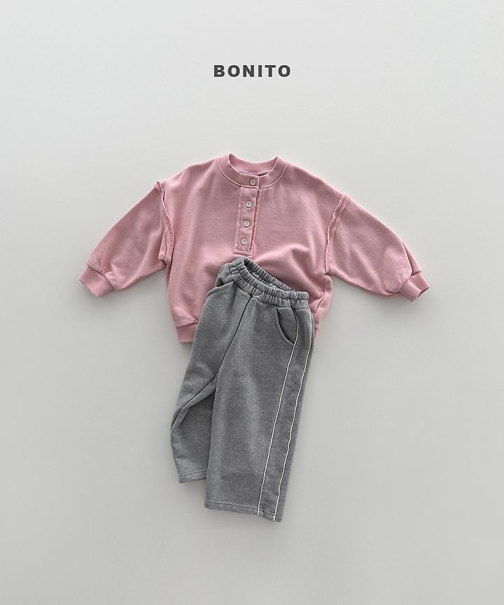 Bonito - Korean Children Fashion - #stylishchildhood - Raw Edge Henley Sweatshirt - 4