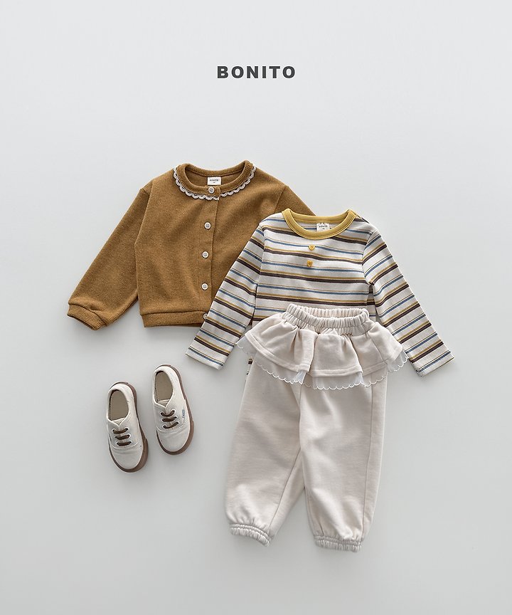Bonito - Korean Children Fashion - #childofig - Heart Button Stripe Tee - 6