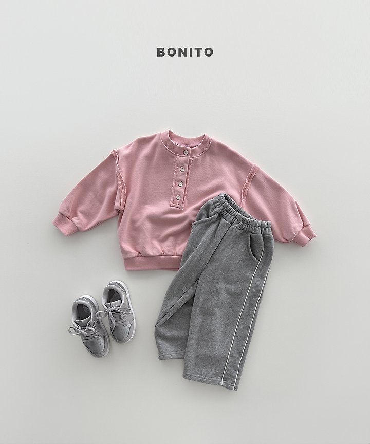 Bonito - Korean Children Fashion - #childrensboutique - Raw Edge Henley Sweatshirt - 5