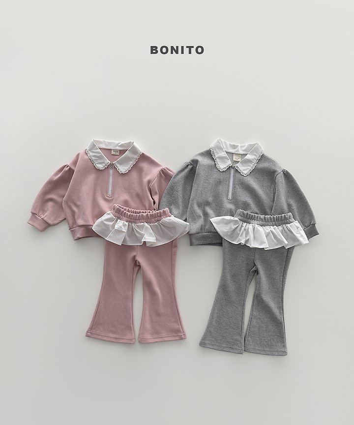 Bonito - Korean Children Fashion - #designkidswear - Shirring Collar Zip-Up Set - 3