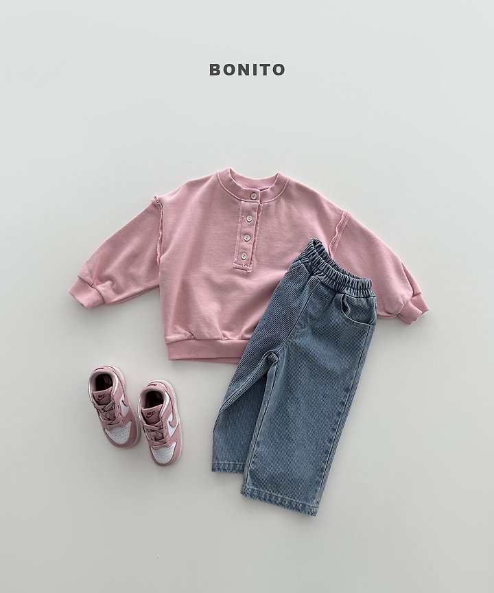 Bonito - Korean Children Fashion - #designkidswear - Raw Edge Henley Sweatshirt - 6